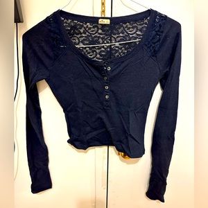 Hollister Navy Lace Crop Top